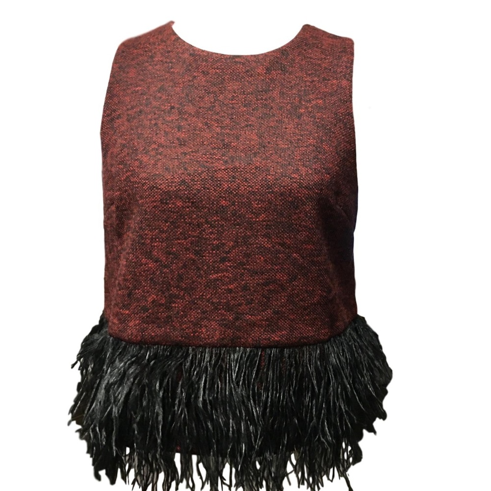 Cremieux Sleeveless Top w/ Feather Hem - Medium